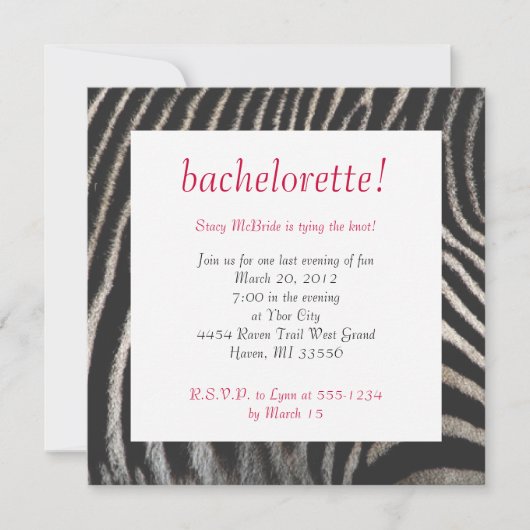 Zebra Style Invite Kaart (Voorkant)