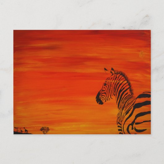 Zebra Sunset Briefkaart (Voorkant)