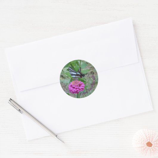 Zebra Swallowtail Ronde Sticker (Envelop)