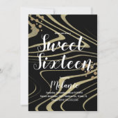 Zebra Sweet 16 Glitter Faux Gold en Folie Geo Kaart (Voorkant)