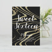 Zebra Sweet 16 Glitter Faux Gold en Folie Geo Kaart (Staand voorkant)