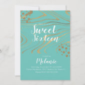 Zebra Sweet 16 Glitter Faux Gold en Folie Geo Kaart (Voorkant)