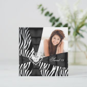 Zebra Sweet 16 Zestien Birthday Party Foto Kaart (Staand voorkant)