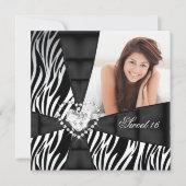 Zebra Sweet 16 Zestien Birthday Party Foto Kaart (Voorkant)