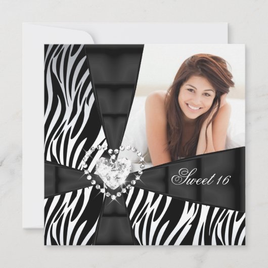 Zebra Sweet 16 Zestien Birthday Party Foto Kaart (Voorkant)