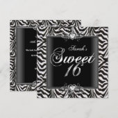 Zebra Sweet Sixteen 16 Birthday Black White Kaart (Voorkant / Achterkant)