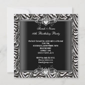Zebra Sweet Sixteen 16 Birthday Black White Kaart (Achterkant)