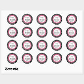 ZEBRA Sweet Sixteen 16 Custom V16 ZWART EN ROZE Ronde Sticker (Vel)
