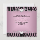 Zebra Sweet Sixteen 16-partij Silver Pink Black Kaart (Achterkant)