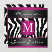 Zebra Sweet Sixteen Monogram Kaart (Voorkant / Achterkant)
