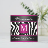 Zebra Sweet Sixteen Monogram Kaart (Staand voorkant)
