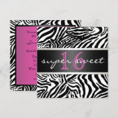 Zebra Sweet Sixteen Uitnodiging (Voorkant / Achterkant)