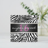 Zebra Sweet Sixteen Uitnodiging (Staand voorkant)