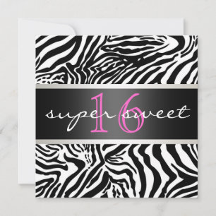 Zebra Sweet Sixteen Uitnodiging