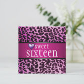 Zebra Sweet Sixteen Uitnodiging (Staand voorkant)