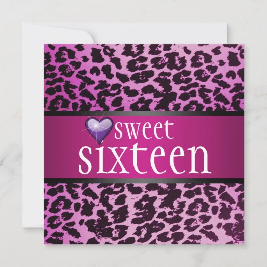 Zebra Sweet Sixteen Uitnodiging (Voorkant)