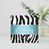 Zebra Sweet Sixteen Uitnodiging (Staand voorkant)