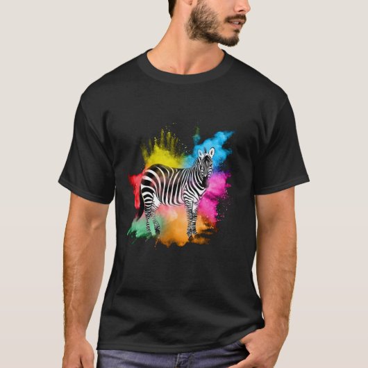 Zebra T-shirt voor mannen in Afrika dier wild dier (Voorkant)