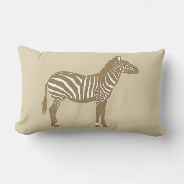 Zebra - Taupe Tan en White Kussen (Voorkant)