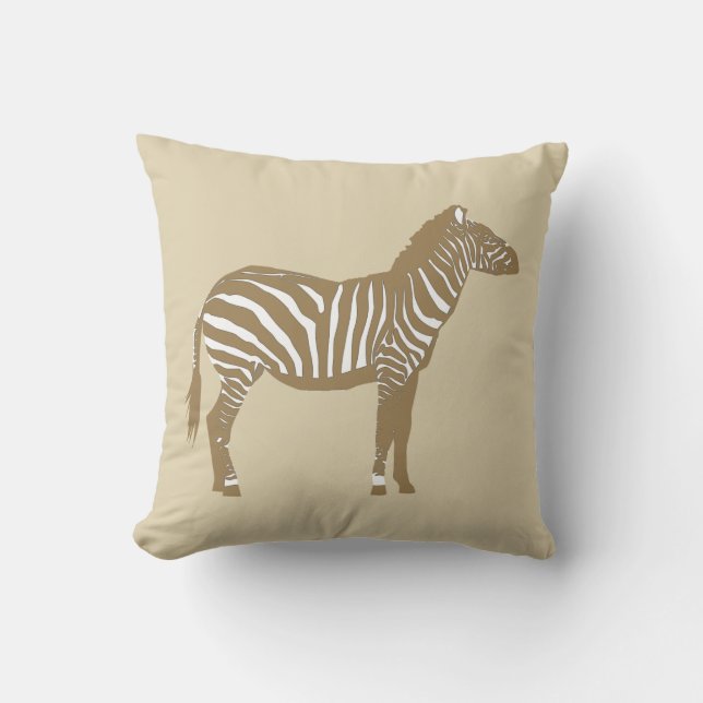 Zebra - Taupe Tan en White Kussen (Voorkant)