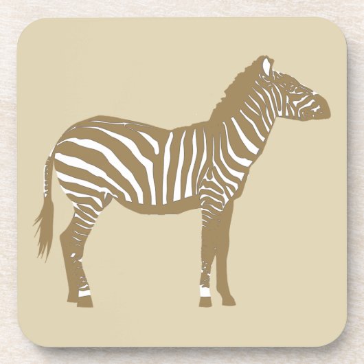 Zebra - Taupe Tan en White Onderzetter (Voorkant)