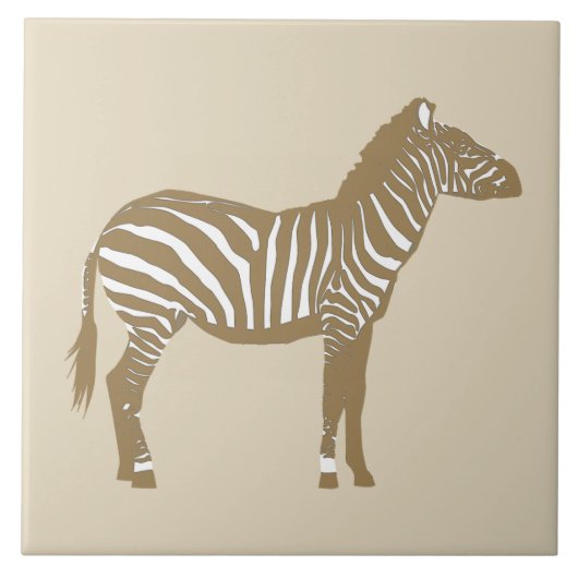 Zebra - Taupe Tan en White Tegeltje (Voorkant)
