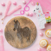 Zebra tegen zonsopgang papieren bordje (Feest)