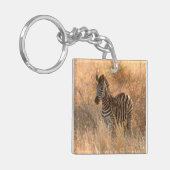 Zebra tegen zonsopgang sleutelhanger (Voorkant Links)