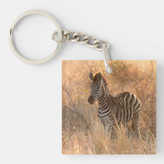Zebra tegen zonsopgang sleutelhanger (Voorkant)