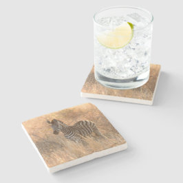 Zebra tegen zonsopgang stenen onderzetter