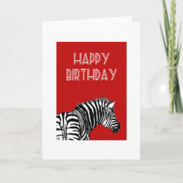 Zebra tekening, Happy Birthday. Kaart