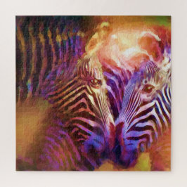 Zebra tender moment pastel hedendaagse dierenkunst legpuzzel