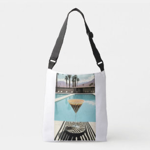 Zebra thema Palm Springs Pool Retro Cocktail Crossbody Tas