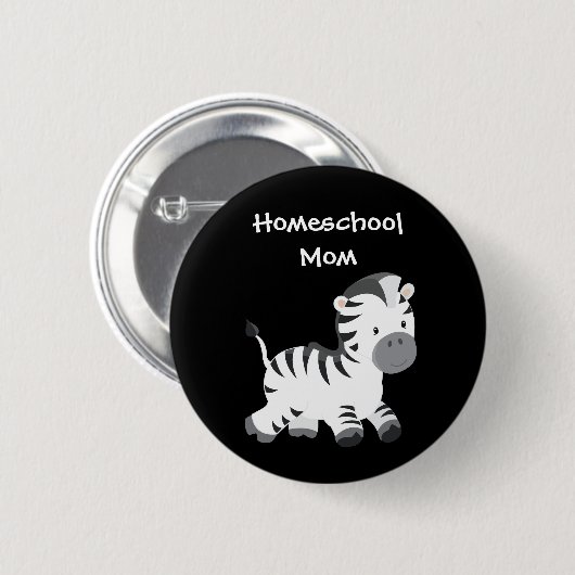 Zebra themed Homeschool Mam Ronde Button 5,7 Cm (Voorkant /achterkant)