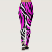 Zebra Tijgerstreep Roze Wilde Dierlijke huidpatroo Leggings (Achterkant)