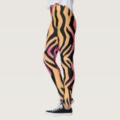 Zebra Tijgerstreep Roze Wilde Dierlijke huidpatroo Leggings (Links)