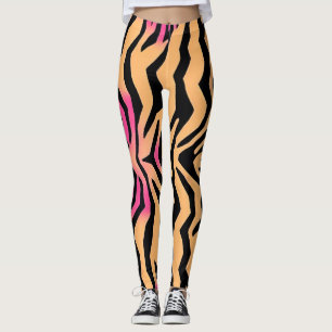 Zebra Tijgerstreep Roze Wilde Dierlijke huidpatroo Leggings