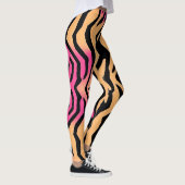 Zebra Tijgerstreep Roze Wilde Dierlijke huidpatroo Leggings (Rechts)