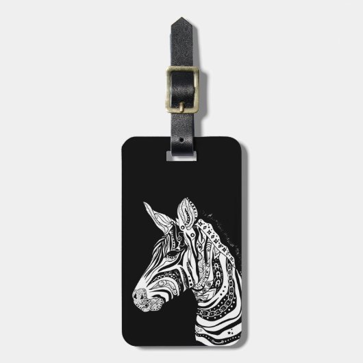 Zebra tribaal tattoo bagagelabel (Voorkant verticaal)