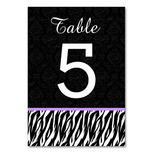 ZEBRA Trouwtafel nummer 5 met PAARSE Kaart (Voorkant)