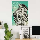 Zebra Turquoise Art Poster (Thuiskantoor)