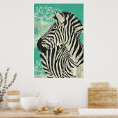  Zebra Turquoise Art Poster (Keuken)