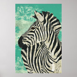 Zebra Turquoise Art Poster