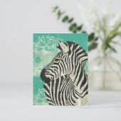 Zebra Turquoise Briefkaart (Staand voorkant)