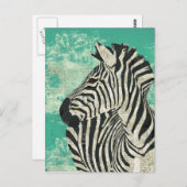 Zebra Turquoise Briefkaart (Voorkant / Achterkant)