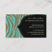 Zebra + turquoise Damask Visitekaartje (Achterkant)