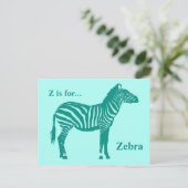 Zebra — Turquoise en Aqua Briefkaart (Staand voorkant)
