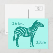 Zebra — Turquoise en Aqua Briefkaart (Voorkant / Achterkant)