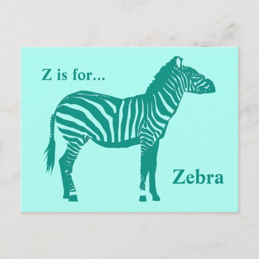 Zebra — Turquoise en Aqua Briefkaart (Voorkant)