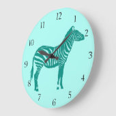 Zebra — Turquoise en Aqua Grote Klok (Hoek)